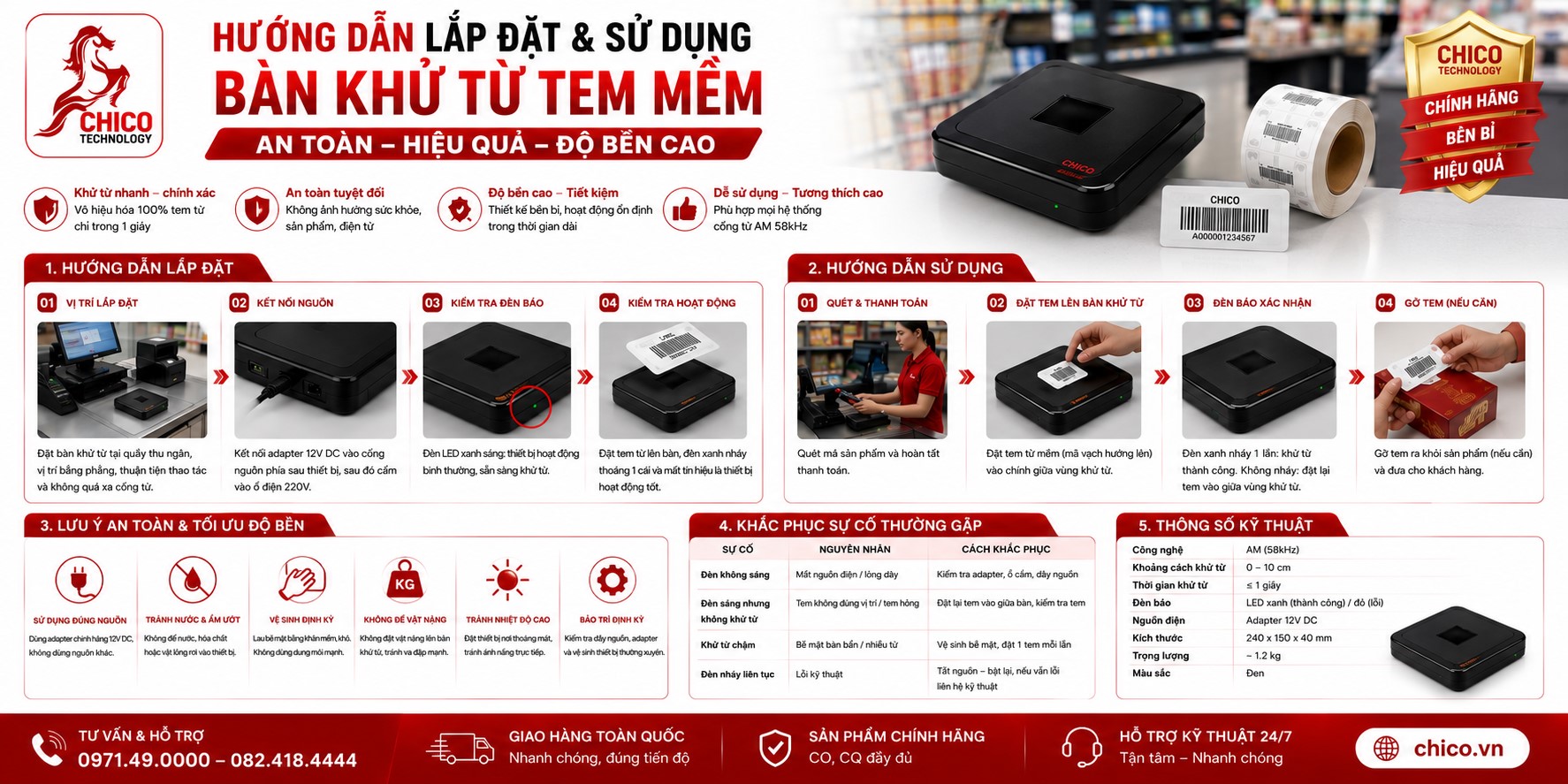 Hướng Dẫn Lắp Đặt & Sử Dụng Bàn Khử Từ Tem Từ Mềm Chuẩn Kỹ Thuật