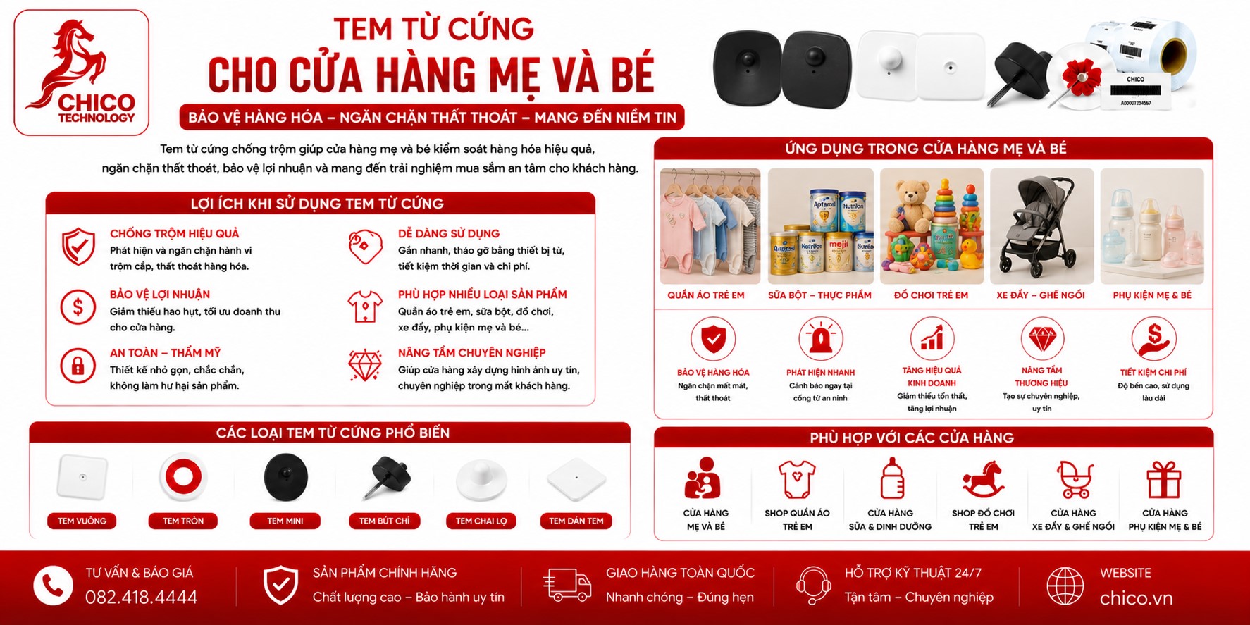 Tem Từ Cứng Cho Cửa Hàng Mẹ Và Bé: Bảo Vệ & An Toàn