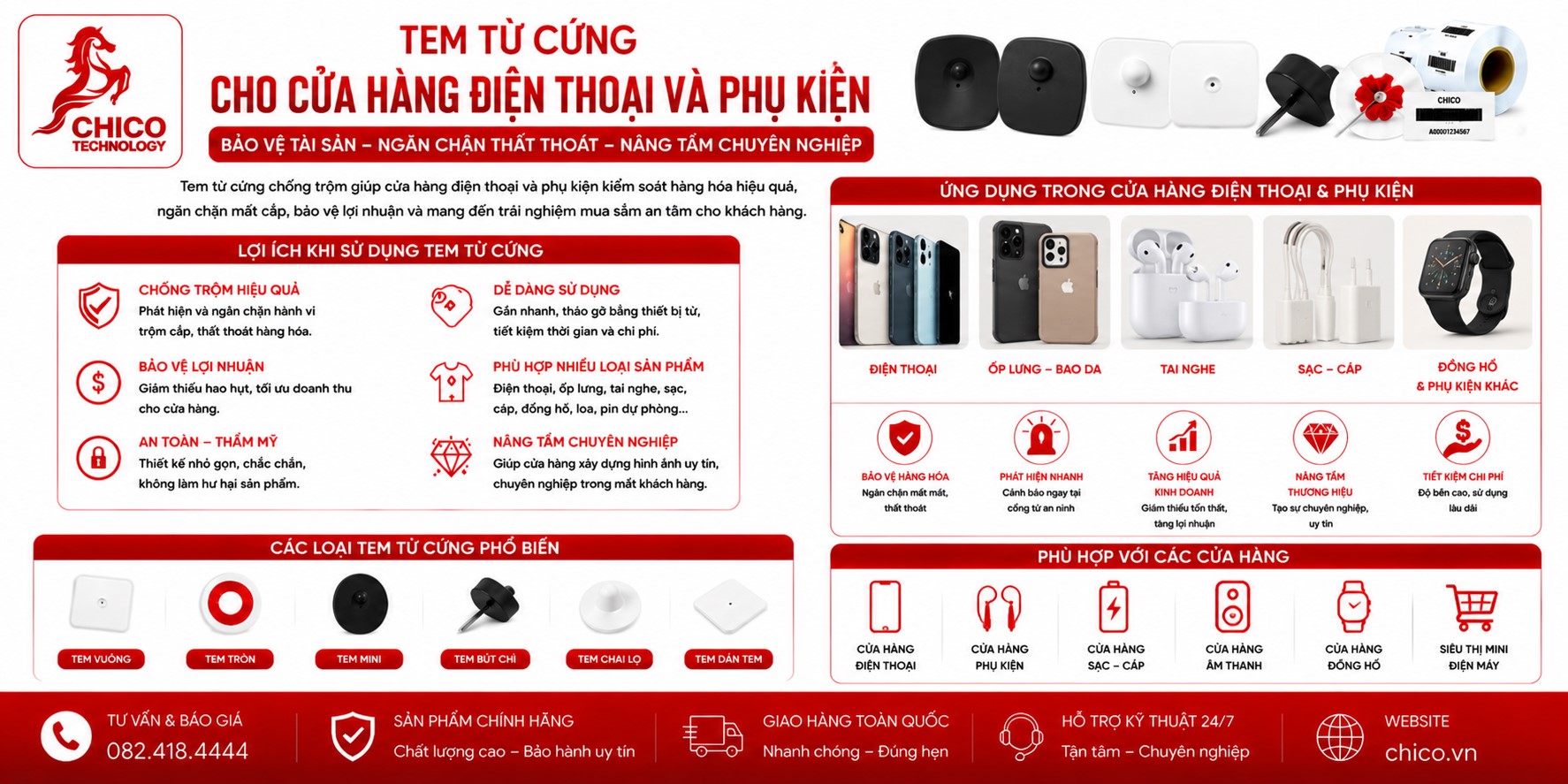Tem Từ Cứng Cho Cửa Hàng Điện Thoại & Phụ Kiện