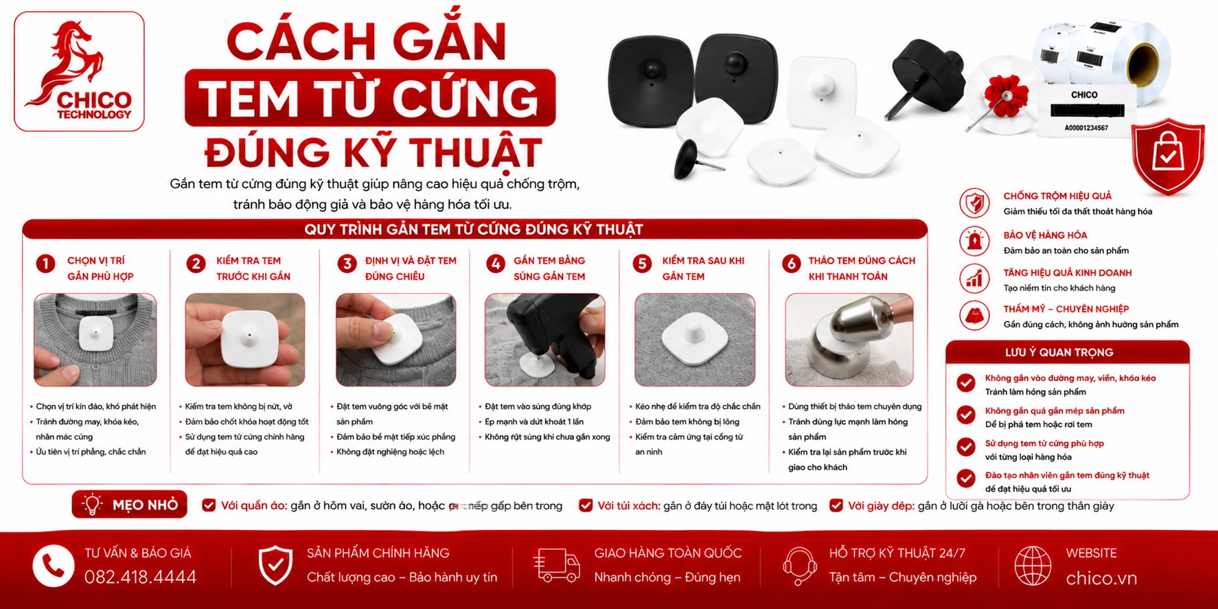 Hướng Dẫn Cách Gắn Tem Từ Cứng Đúng Kỹ Thuật & Thẩm Mỹ