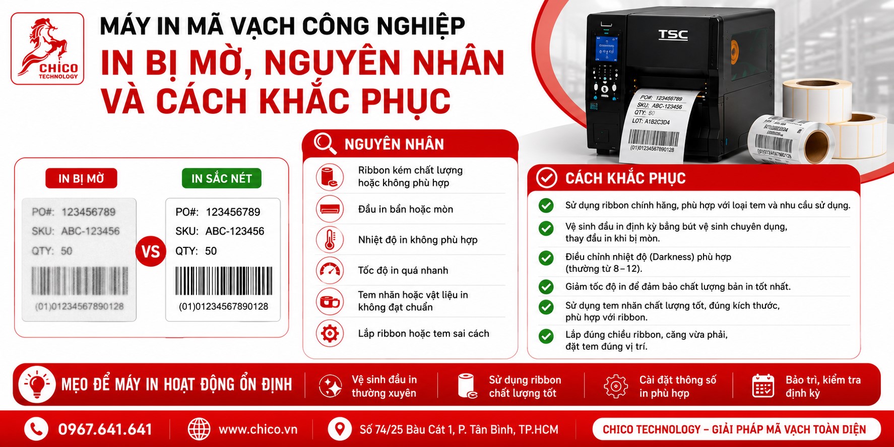 Máy In Mã Vạch Công Nghiệp In Bị Mờ: Nguyên Nhân & Cách Khắc Phục Nhanh