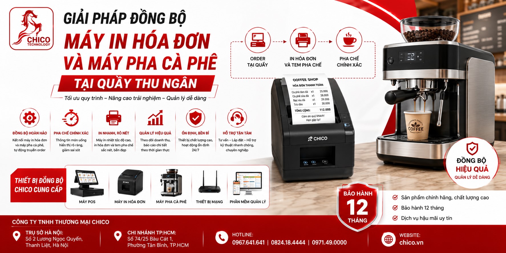 Giải Pháp Đồng Bộ Máy In Bill và Máy Pha Cafe: Tối Ưu Quầy Thu Ngân (2026)