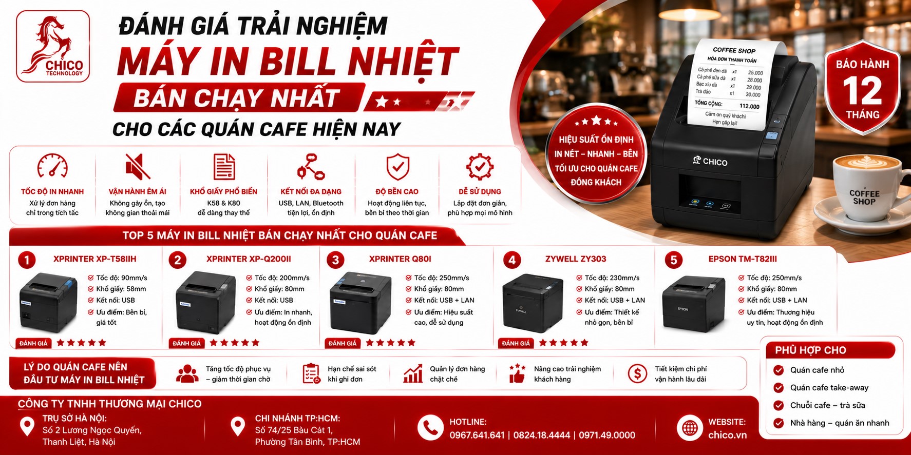 Đánh Giá 5 Máy In Bill Nhiệt Bán Chạy Nhất Cho Quán Cafe (2026)