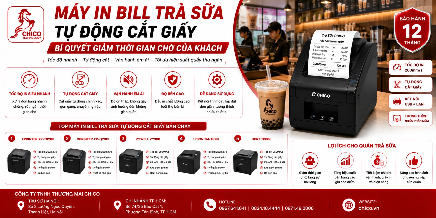 Máy In Bill Tự Động Cắt Giấy Cho Quán Trà Sữa: Bí Quyết Tăng Tốc