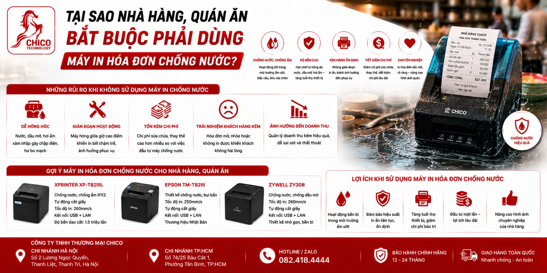 Tại sao Nhà Hàng, Quán Ăn Bắt Buộc Phải Dùng Máy In Hóa Đơn Chống Nước?