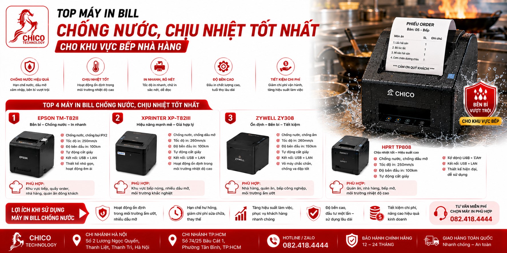 Top 3 Máy In Bill Chống Nước, Chịu Nhiệt Tốt Nhất Cho Bếp Nhà Hàng (2026)