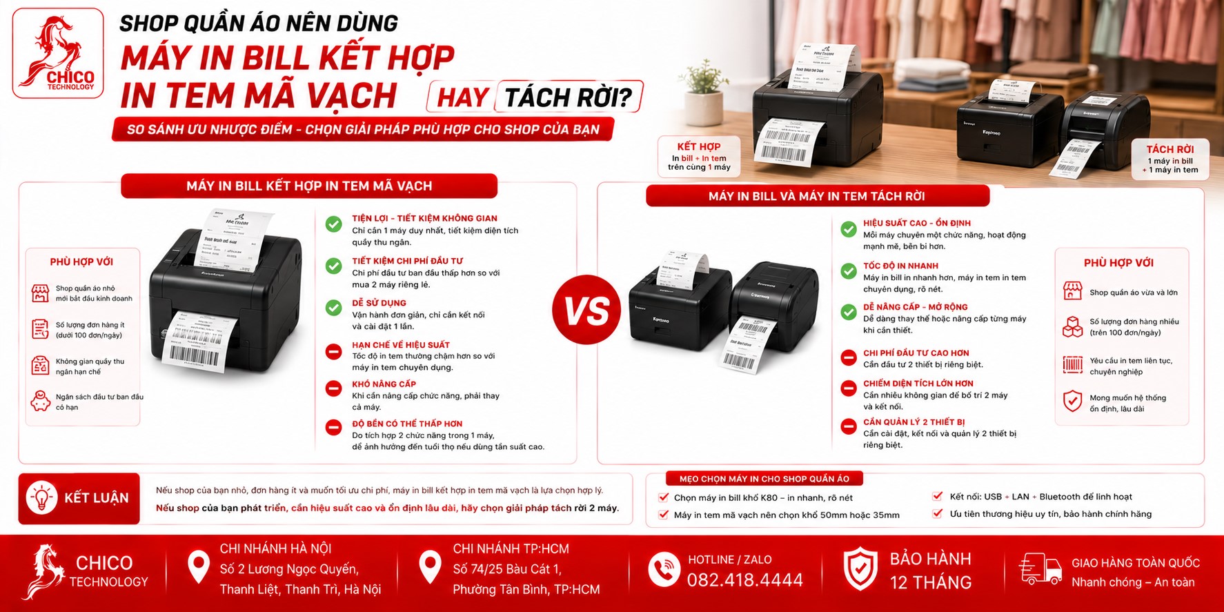 Shop Thời Trang Nên Dùng Máy In Bill Kết Hợp Hay Tách Rời?