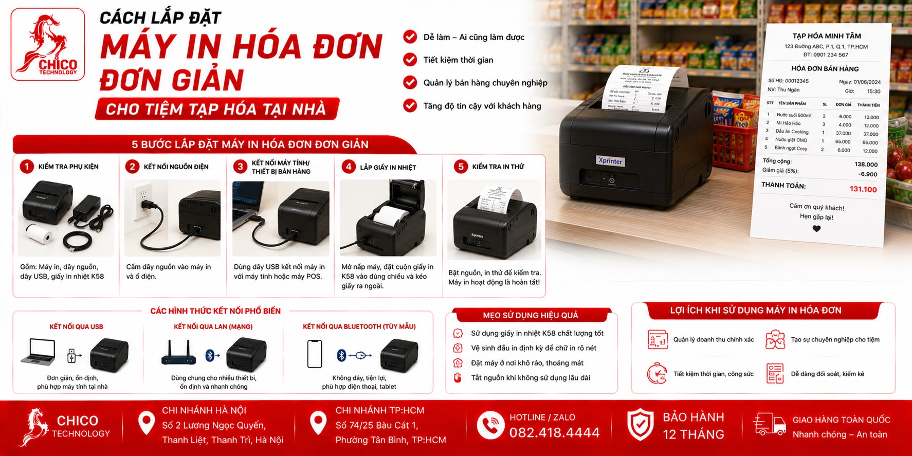 Hướng Dẫn Lắp Đặt Máy In Hóa Đơn Tại Nhà Cho Tiệm Tạp Hóa