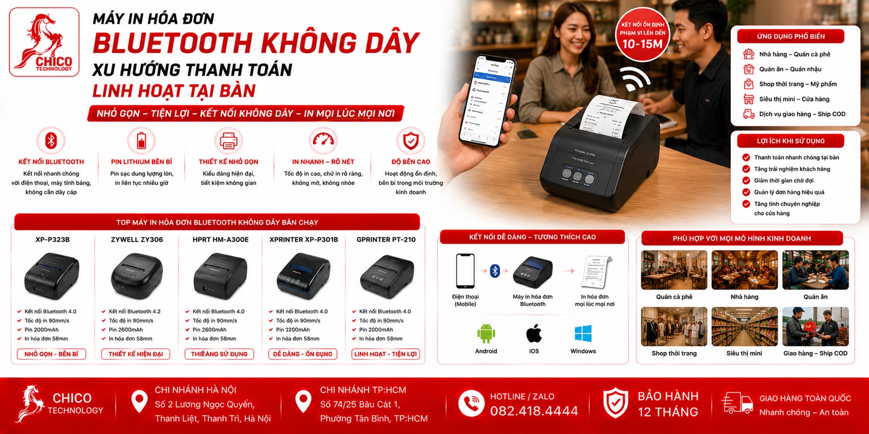 Máy In Hóa Đơn Bluetooth: Xu Hướng Thanh Toán Linh Hoạt Tại Bàn
