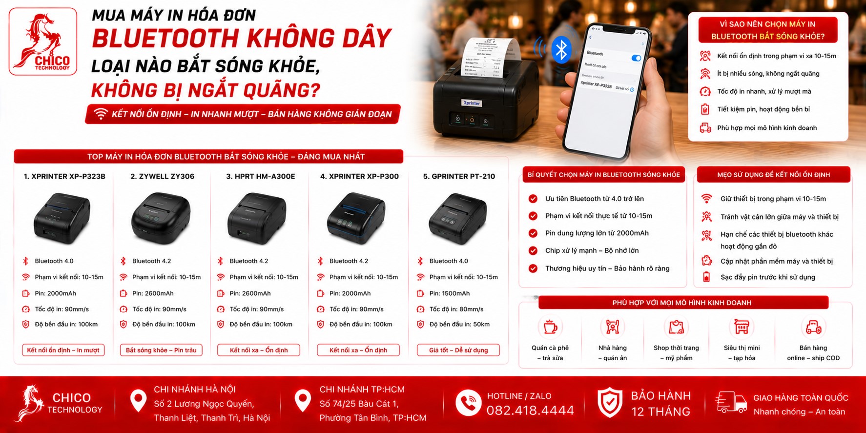 Top Máy In Hóa Đơn Bluetooth Sóng Khỏe, Kết Nối Ổn Định Nhất