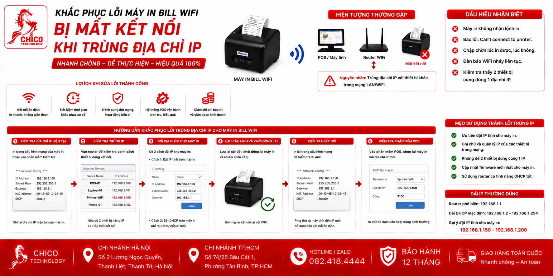 Cách Khắc Phục Lỗi Máy In Bill Wifi Mất Kết Nối Do Trùng IP