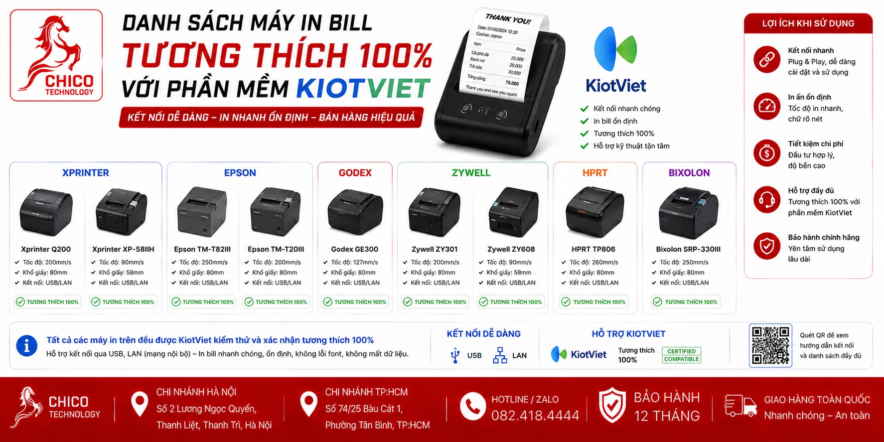 Top Máy In Bill Tương Thích 100% Với Phần Mềm KiotViet