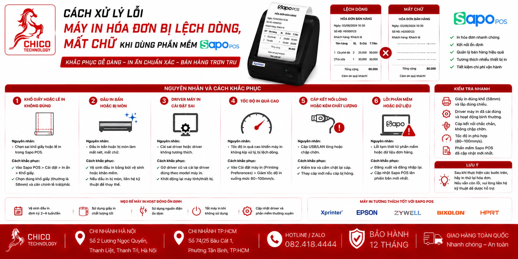 Cách Khắc Phục Lỗi Máy In Hóa Đơn Bị Lệch Dòng, Mất Chữ Trên Sapo