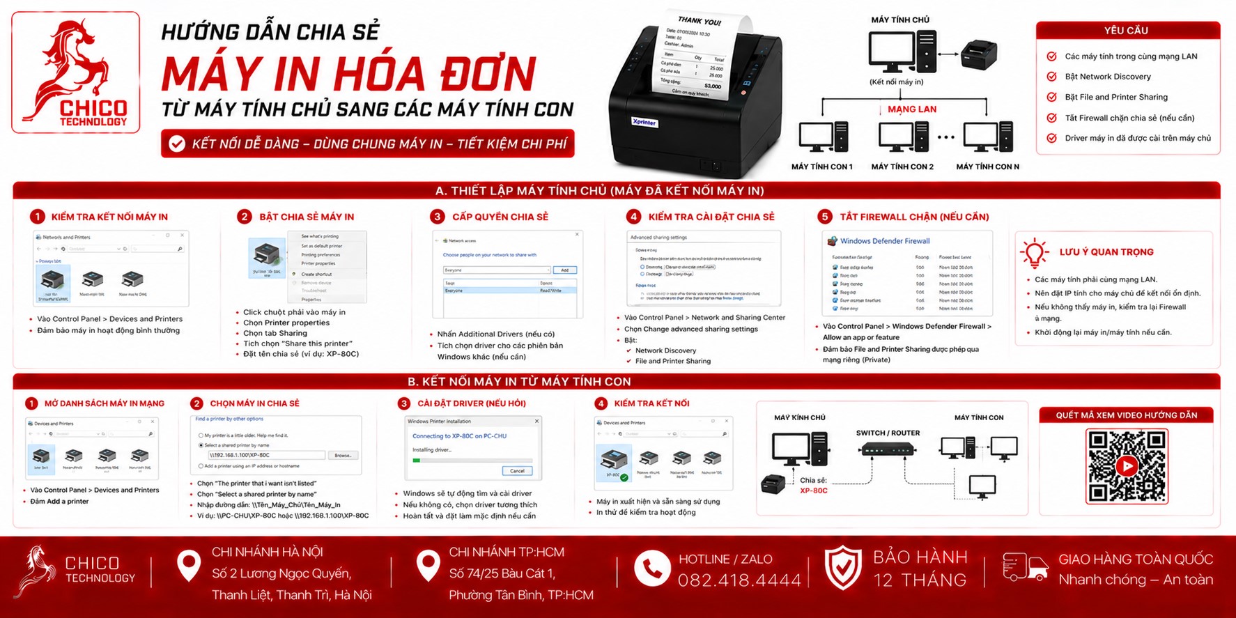 Cách Chia Sẻ Máy In Hóa Đơn Qua Mạng Nội Bộ (LAN) Dễ Dàng