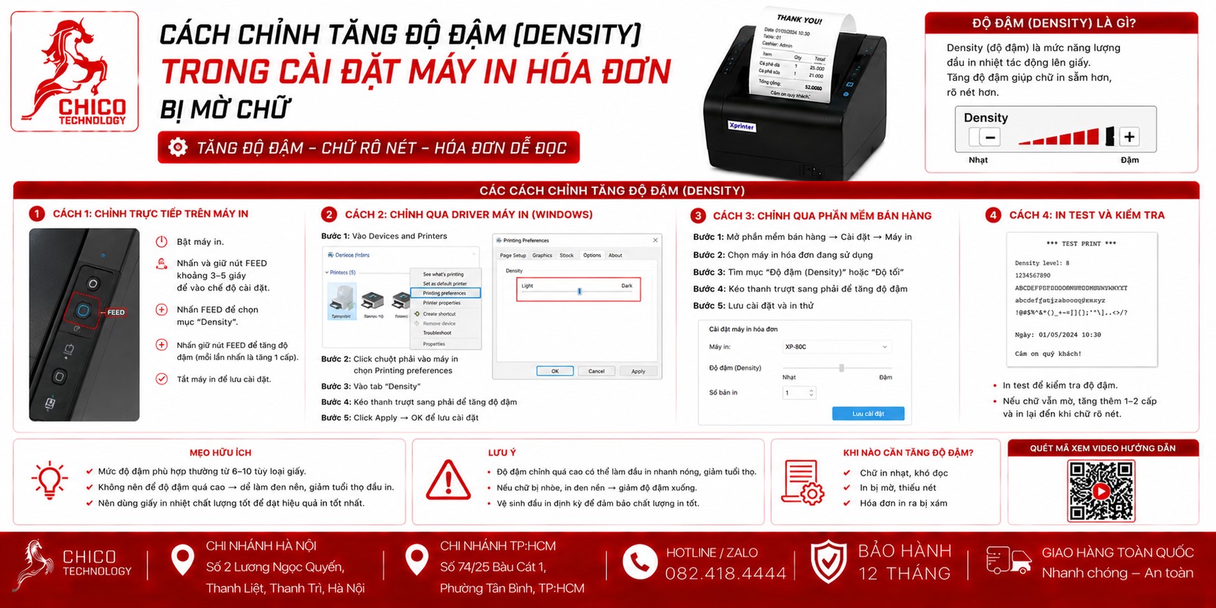 Cách Chỉnh Độ Đậm (Density) Cho Máy In Hóa Đơn Bị Mờ Chữ