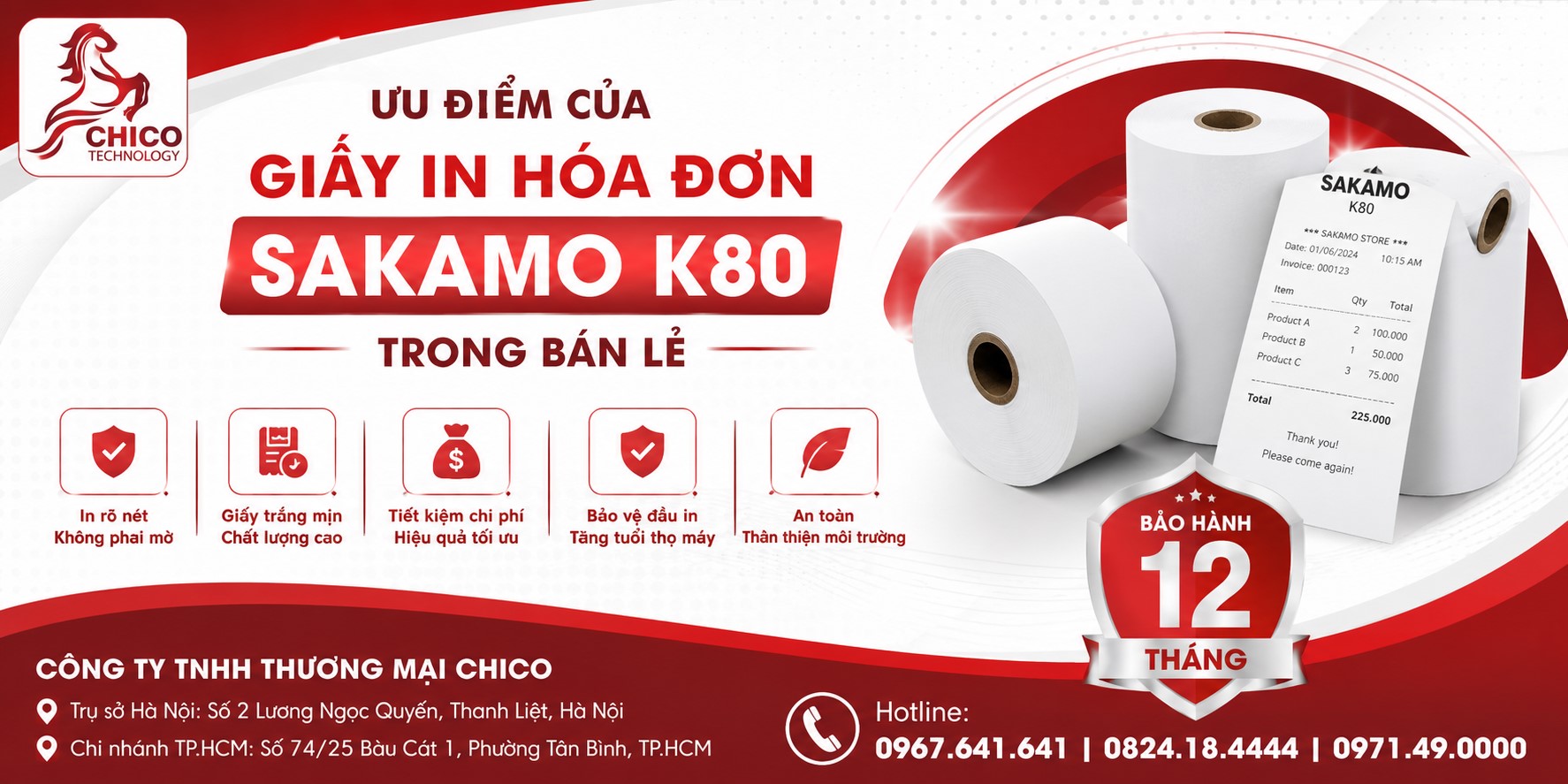Ưu Điểm Của Giấy In Hóa Đơn Sakamo K80 Trong Bán Lẻ