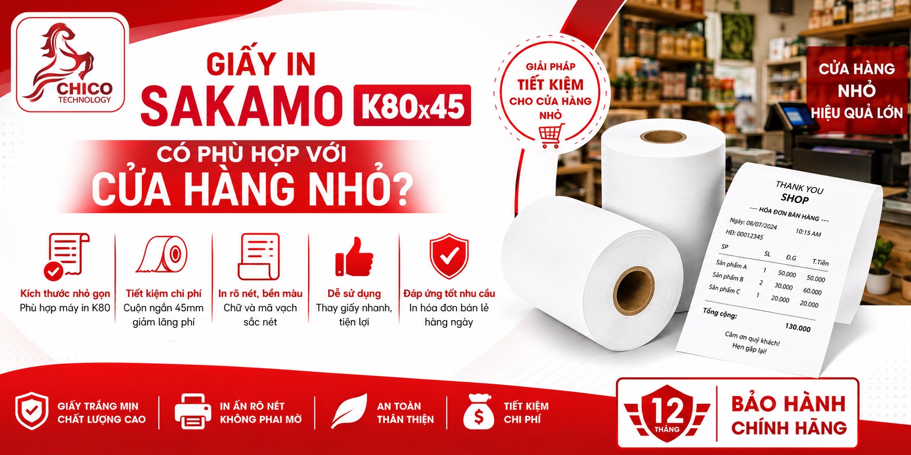 Giấy In Sakamo K80x45 Có Phù Hợp Với Cửa Hàng Nhỏ?