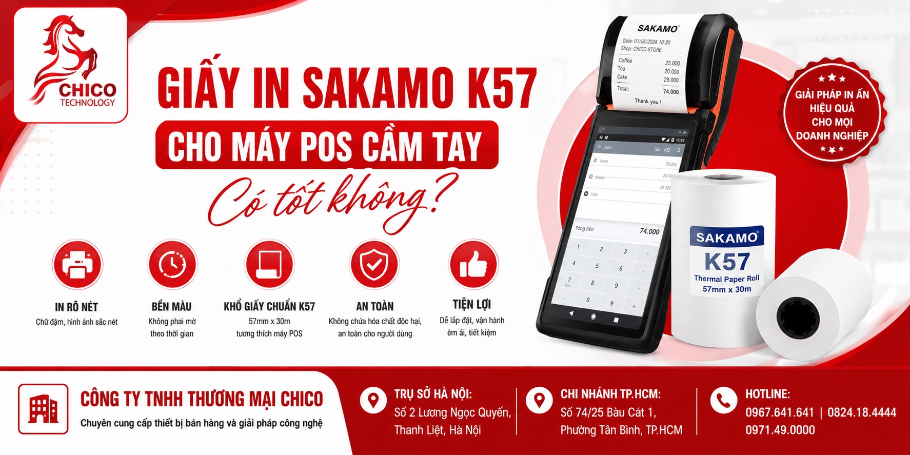 Giấy In Sakamo K57 Cho Máy POS Cầm Tay Có Tốt Không? Review Thực Tế