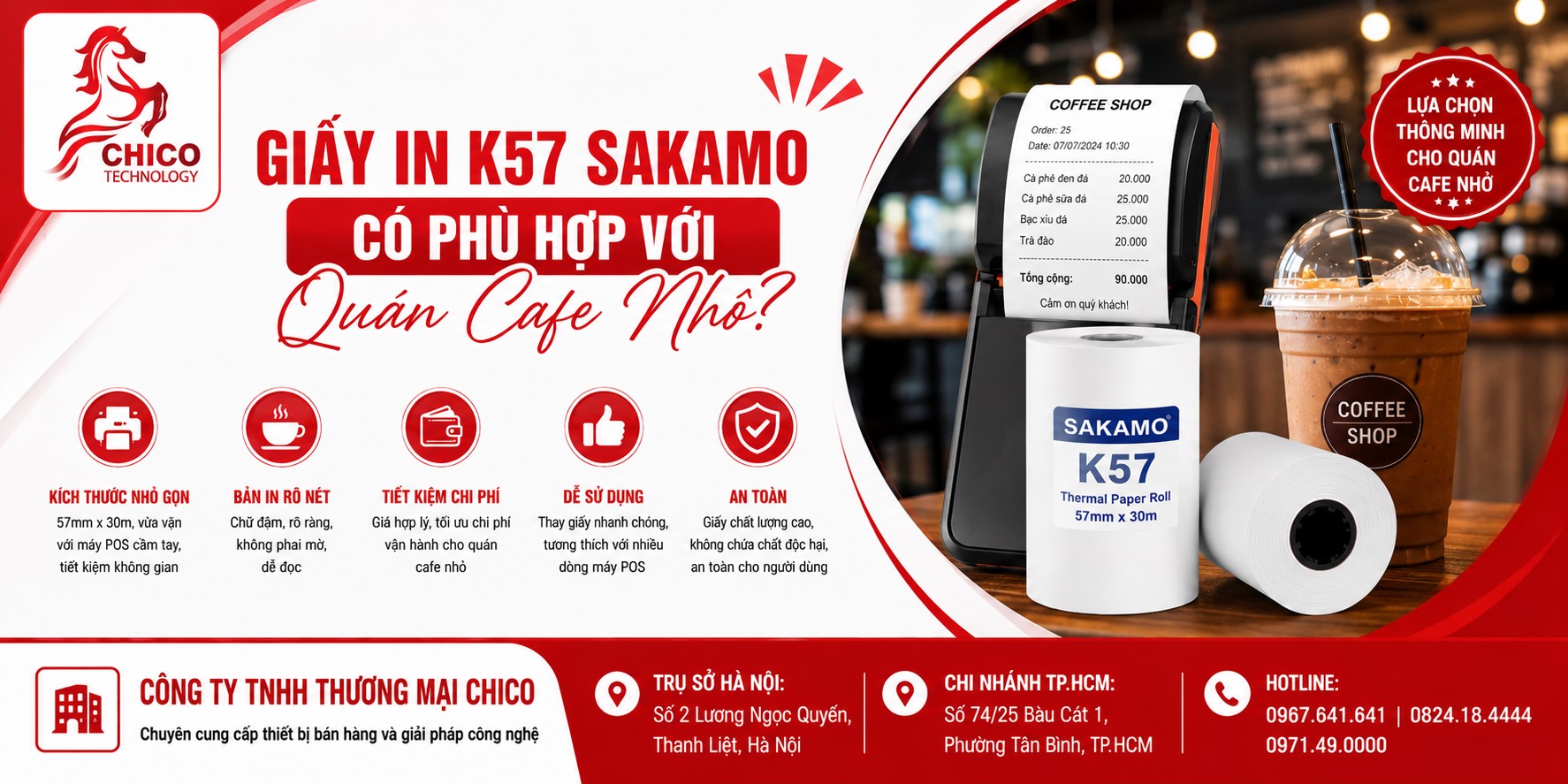 Giấy In K57 Sakamo Có Phù Hợp Với Quán Cafe Nhỏ? Review Từ Chuyên Gia