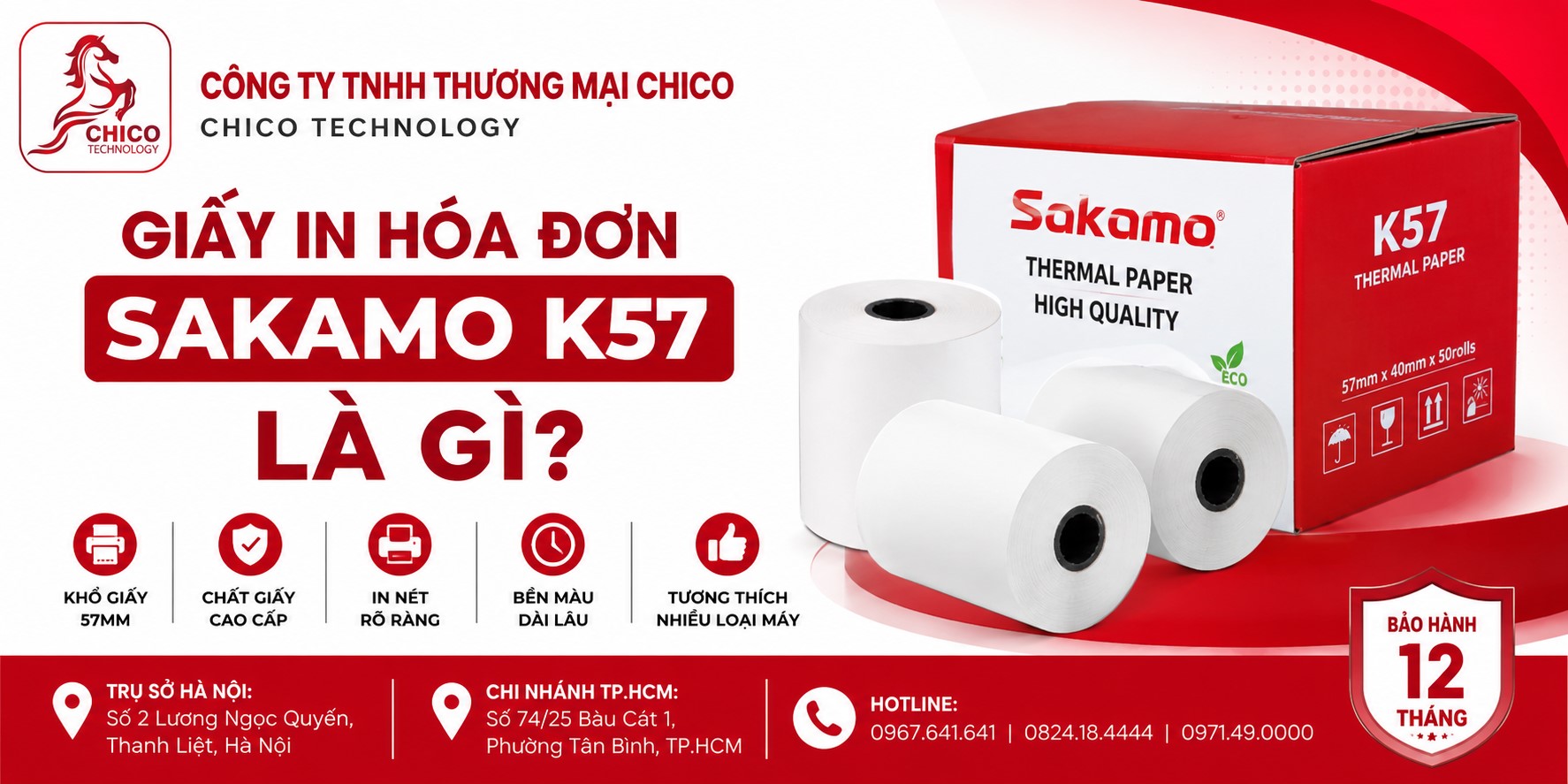Giấy In Hóa Đơn Sakamo K57 Là Gì? Tại Sao Nên Dùng Cho Máy In Bill Mini?