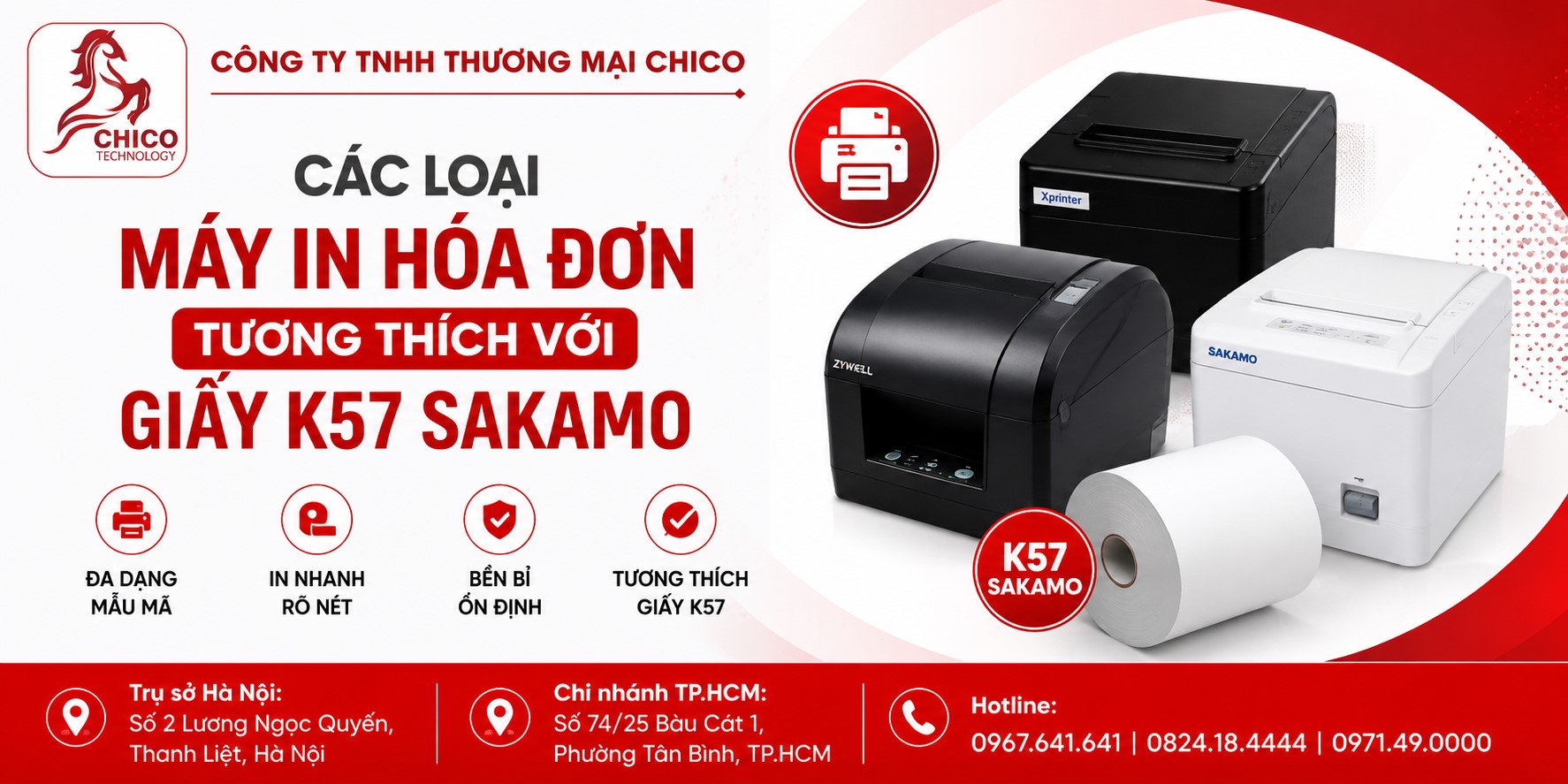 Các Loại Máy In Hóa Đơn Tương Thích Với Giấy K57 Sakamo