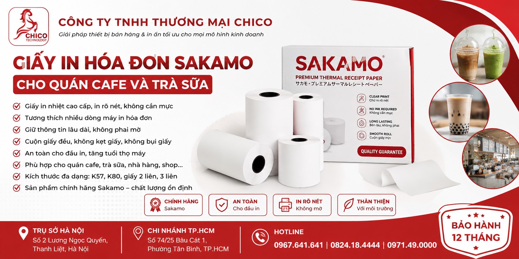 Giấy In Hóa Đơn Sakamo Cho Quán Cafe & Trà Sữa: In Nét, Bền Màu