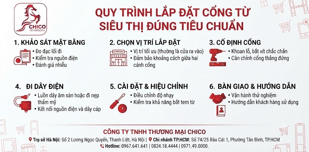 Quy Trình Lắp Đặt Cổng Từ Siêu Thị Đúng Tiêu Chuẩn Từ A-Z