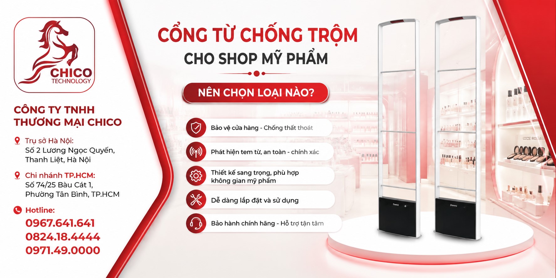 Chọn Cổng Từ Cho Shop Mỹ Phẩm: Loại Nào Đẹp, Nhạy, Bền?