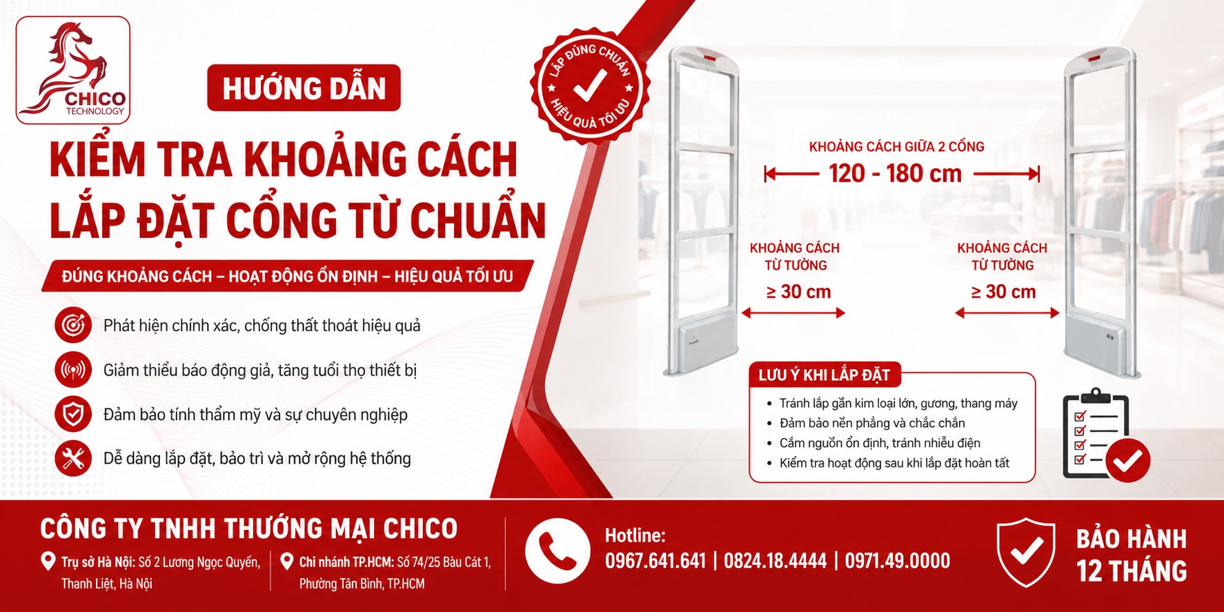 Cách Kiểm Tra Khoảng Cách Lắp Đặt Cổng Từ An Ninh Chuẩn Kỹ Thuật
