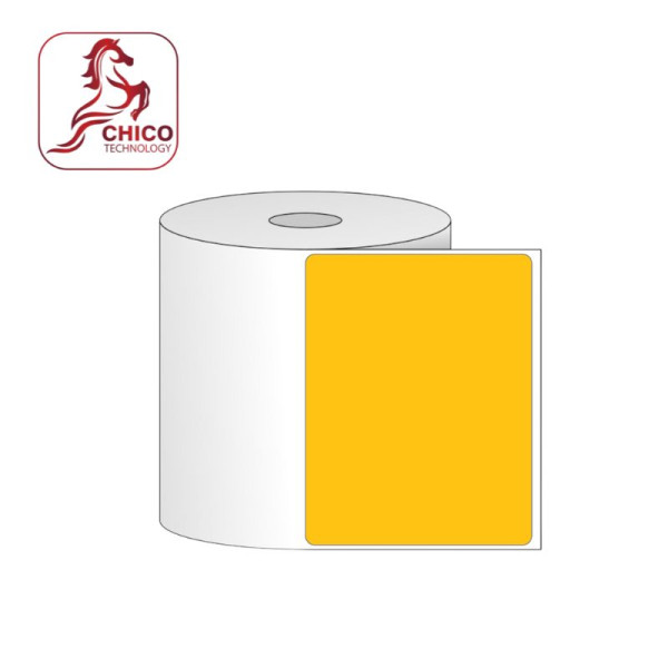 Giấy in mã vạch 1 tem màu vàng 107x70x50m (Bo góc)