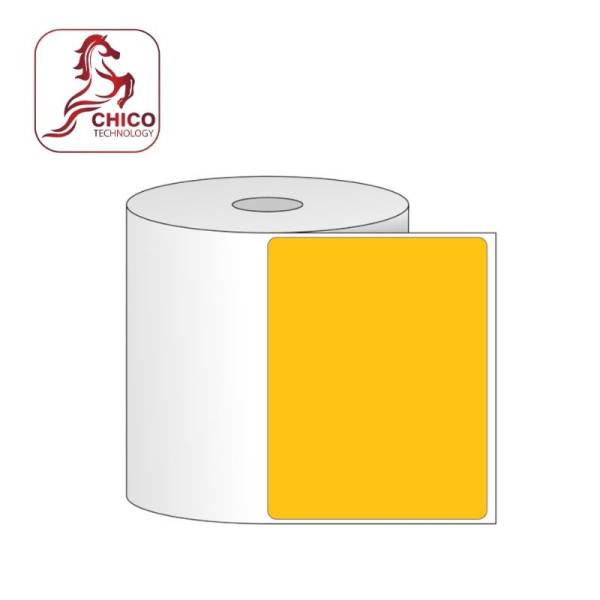 Giấy In Mã Vạch 1 Tem 106x66x50M Bo Góc Màu Vàng | Decal Tem Nhãn Kho
