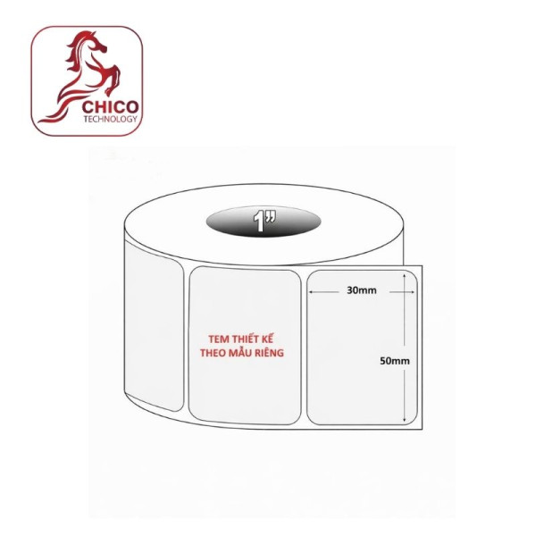 Giấy in tem cân Nhiệt 1 tem 50x30x30M (MH)