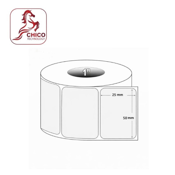 Giấy in tem cân Nhiệt 1 tem 58x25x30m - Trắng