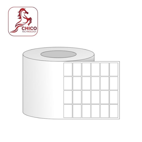 Giấy in mã vạch PVC 4 tem 25x15x100M ( bo góc)