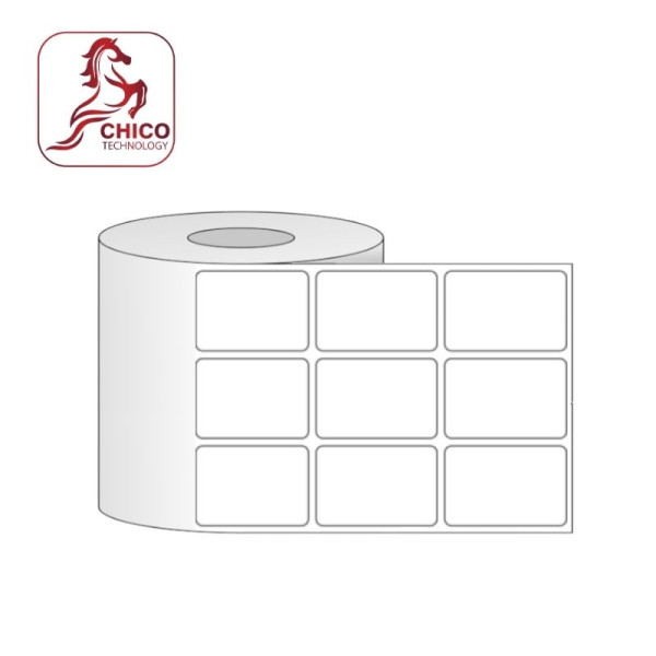 Giấy in mã vạch PVC 3 tem 30x40x50M, bo góc