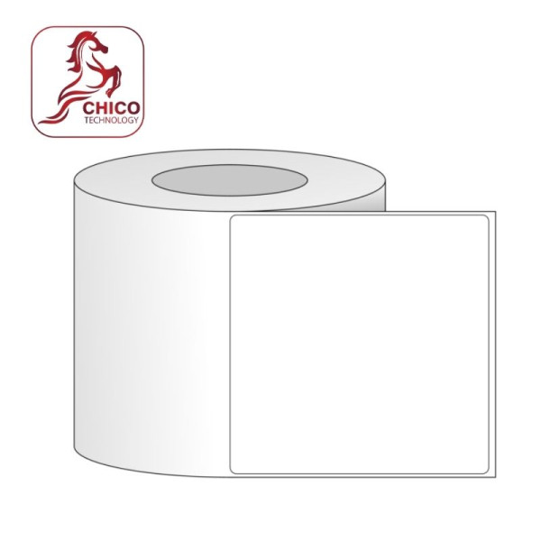 Giấy in mã vạch 1 tem PVC 108x108x100M, bo góc