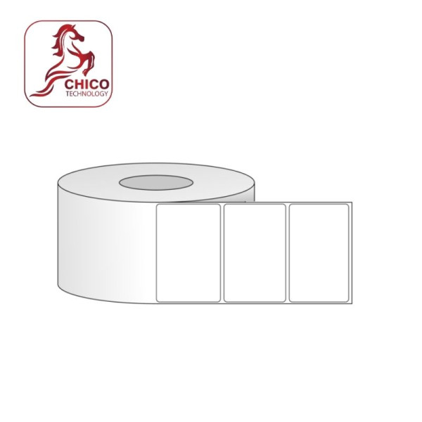 Giấy in mã vạch PVC 1 tem 63x38x100M