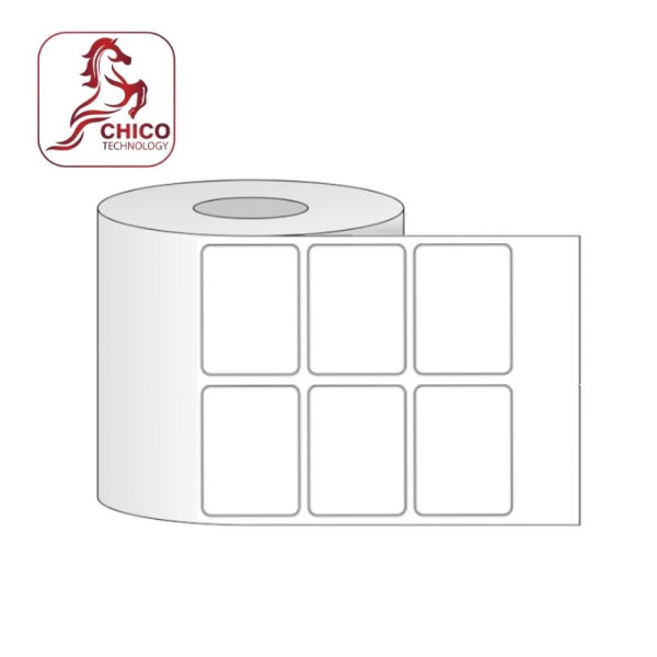 Giấy in mã vạch PVC 2 tem 40x30x50M, bo góc