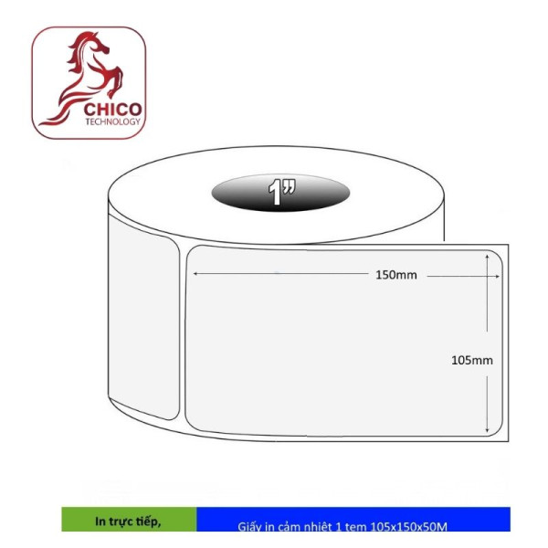 Giấy in cảm nhiệt 1 tem 105x150x50M (bo góc)