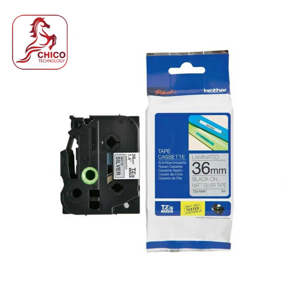 Nhãn TZe-m961 bạc - Chữ đen trên nền bạc 36mm