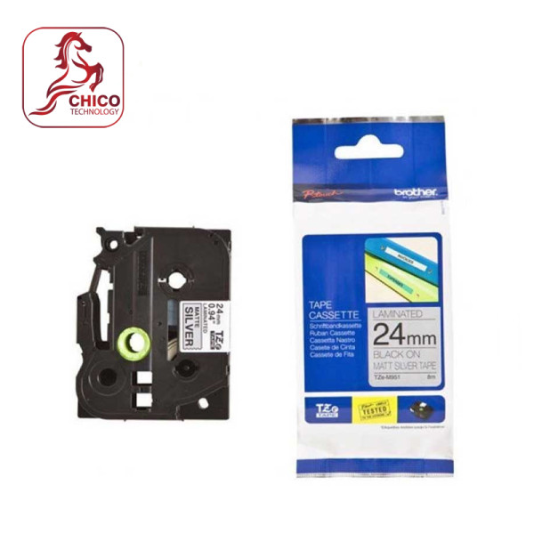 Nhãn TZe-m951 bạc - Chữ đen trên nền bạc 24mm