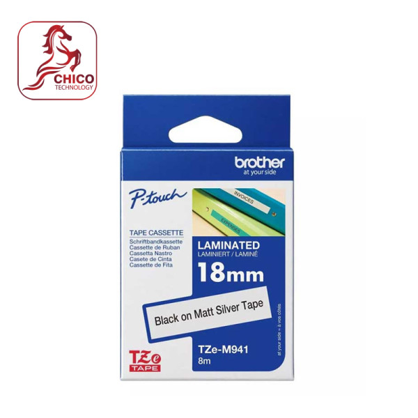 Nhãn TZe-m941 bạc - Chữ đen trên nền bạc 18mm
