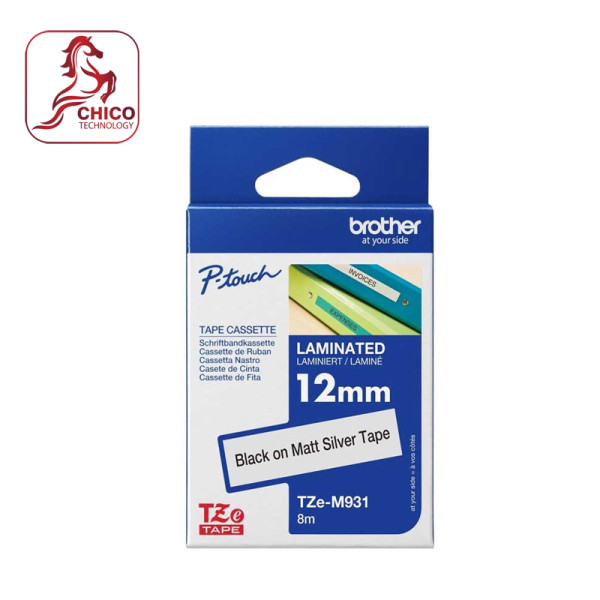 Nhãn TZe-m931 bạc - Chữ đen trên nền bạc 12mm
