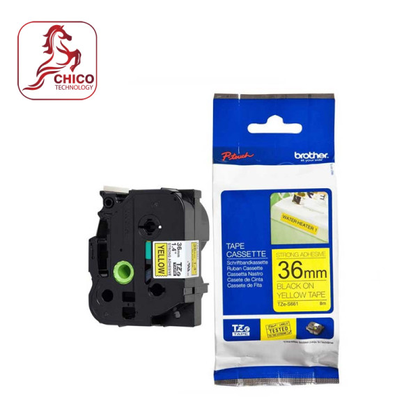 Nhãn TZe-s661 siêu dính - Chữ đen trên nền vàng 36mm
