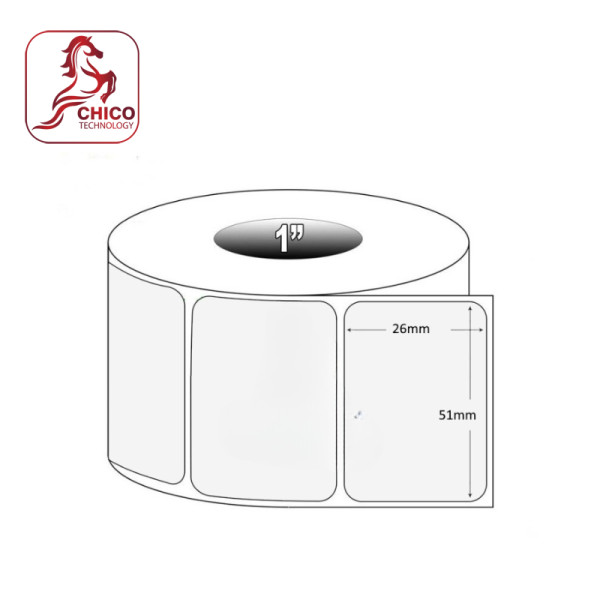 Giấy in mã vạch Cảm nhiệt 1 tem 51x26x50m ( bo góc)
