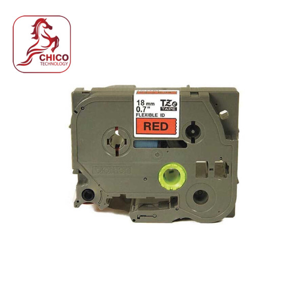 Nhãn TZe-FX441 siêu dẻo - Chữ đen trên nền đỏ 18mm