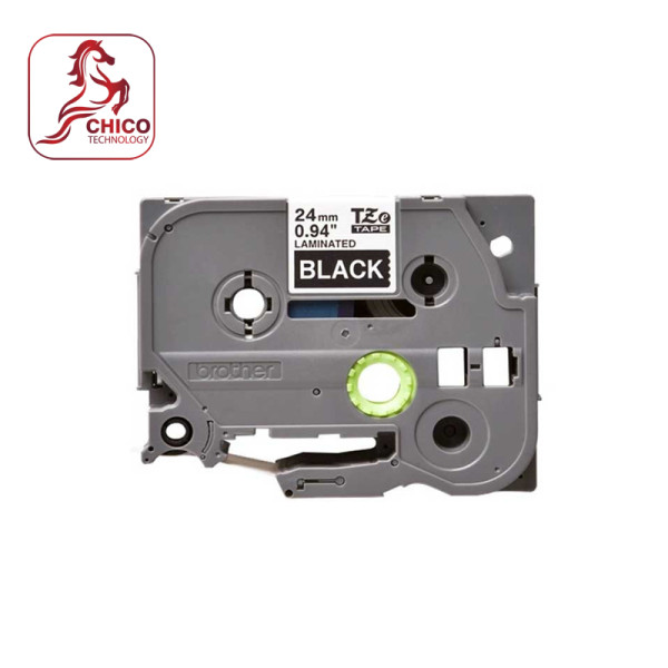 Nhãn TZe-355 tiêu chuẩn - Chữ trắng trên nền đen 24mm