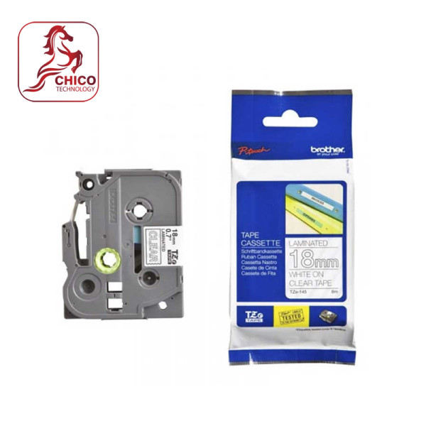 Nhãn TZe-145 tiêu chuẩn - Chữ trắng trên nền trong 18mm