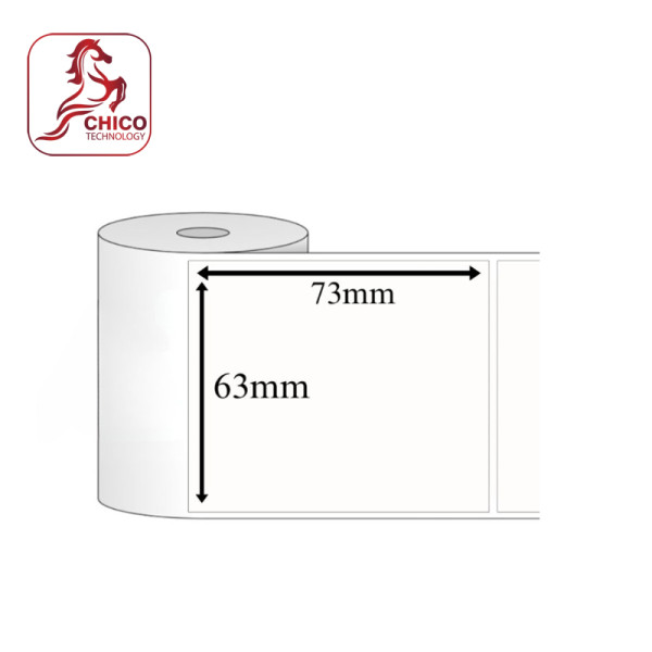 Giấy in mã vạch 1 tem PVC 63x73x50M (Bo góc)