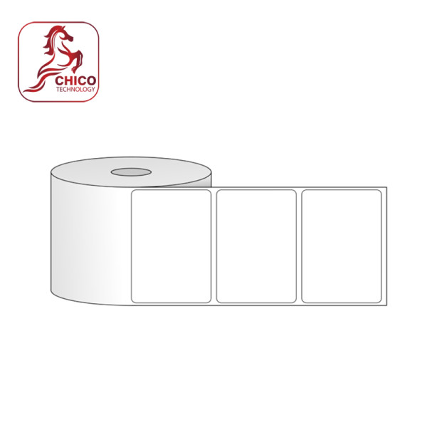 Giấy in mã vạch 1 tem PVC 75x46x50M, bo góc